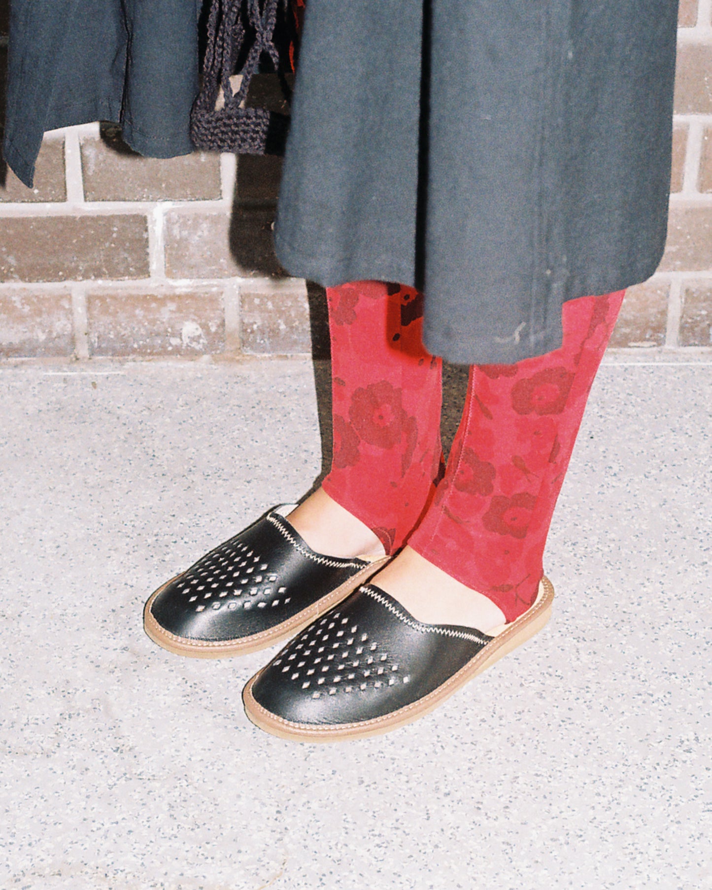 DIAMOND SLIDE + Leather Slides + Black