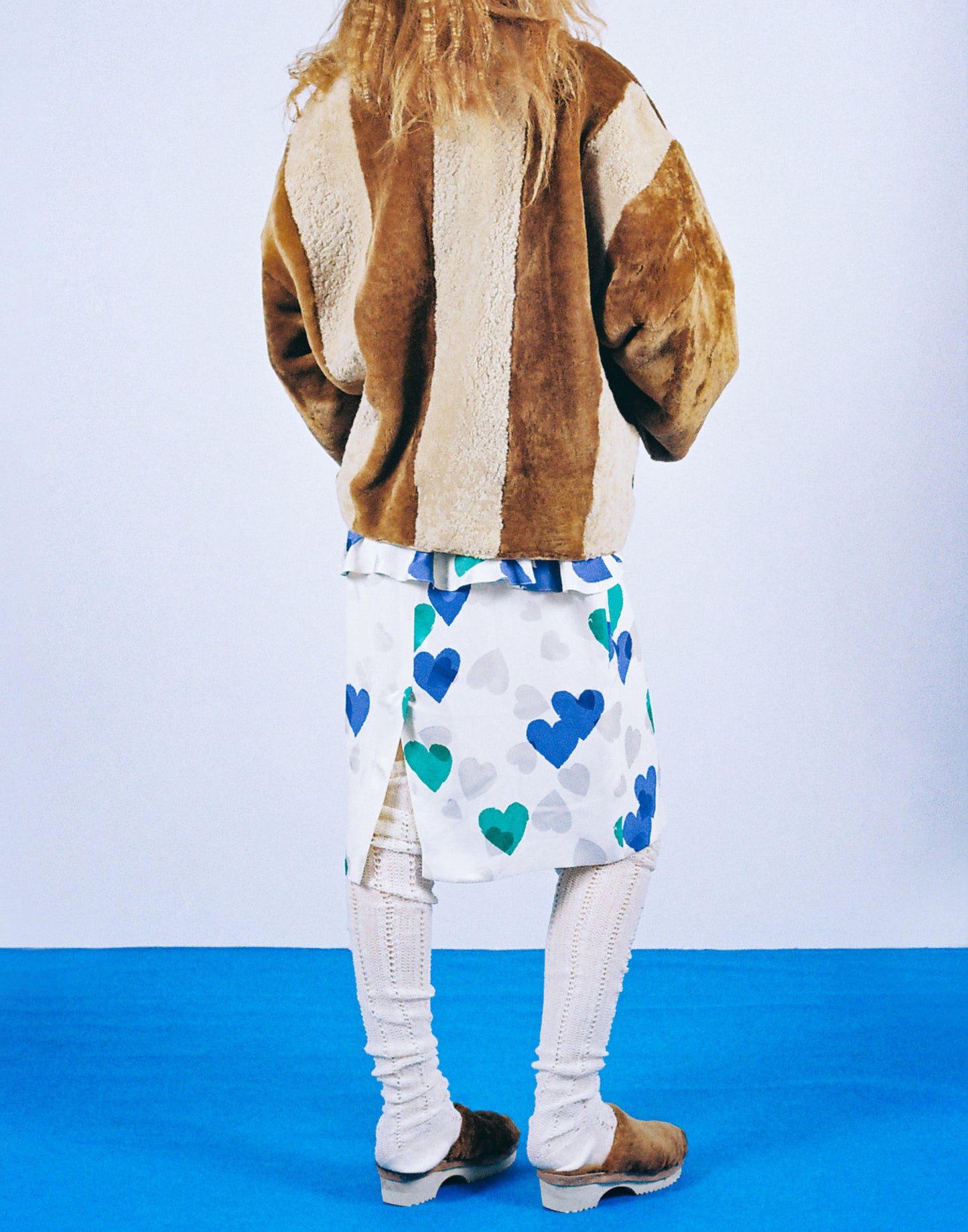 Jacket ELARA + Reversible Shearling Striped Jacket + Cuoio Miele