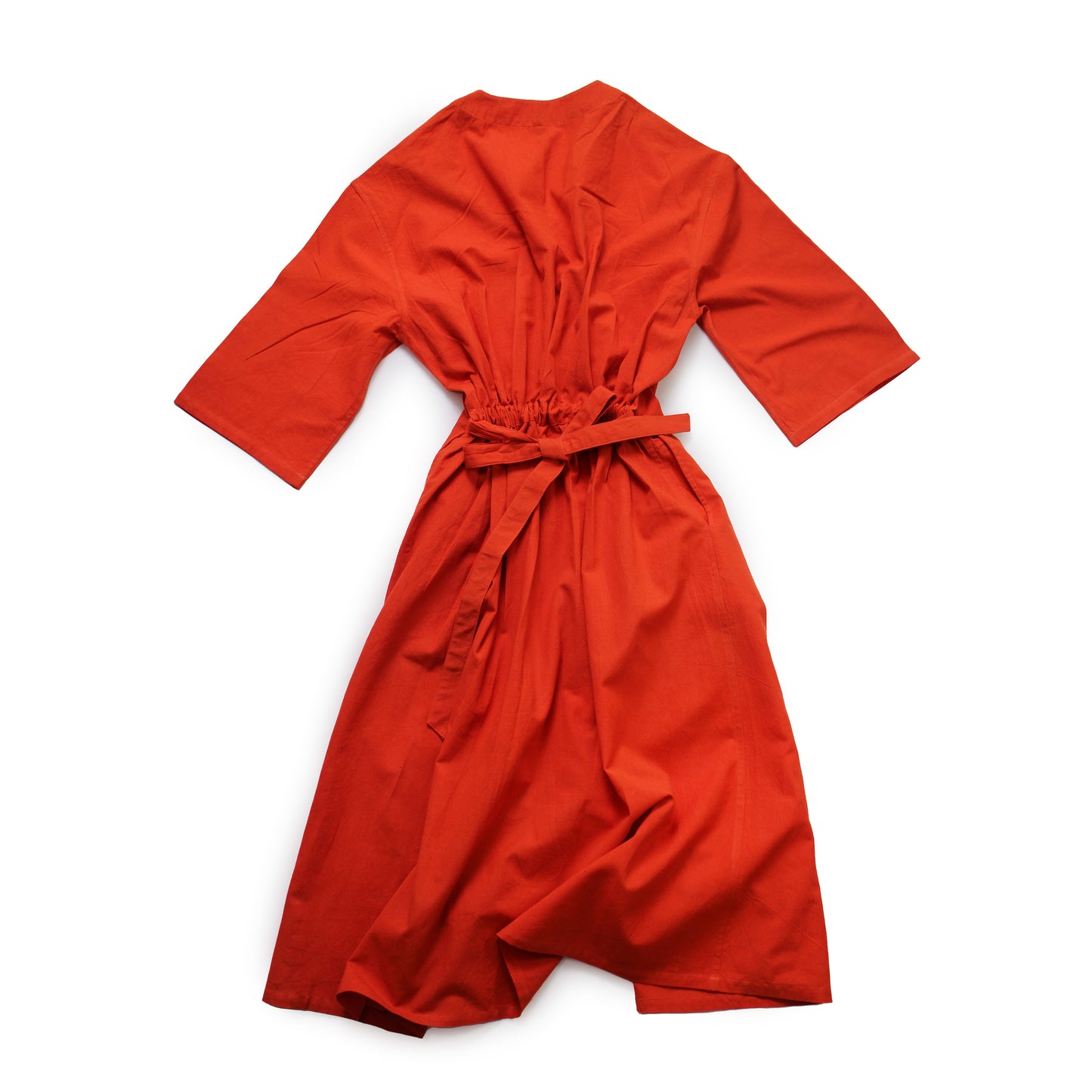 AJAY DRESS + Eco dye Cotton Button-up Dress + Fire Orange