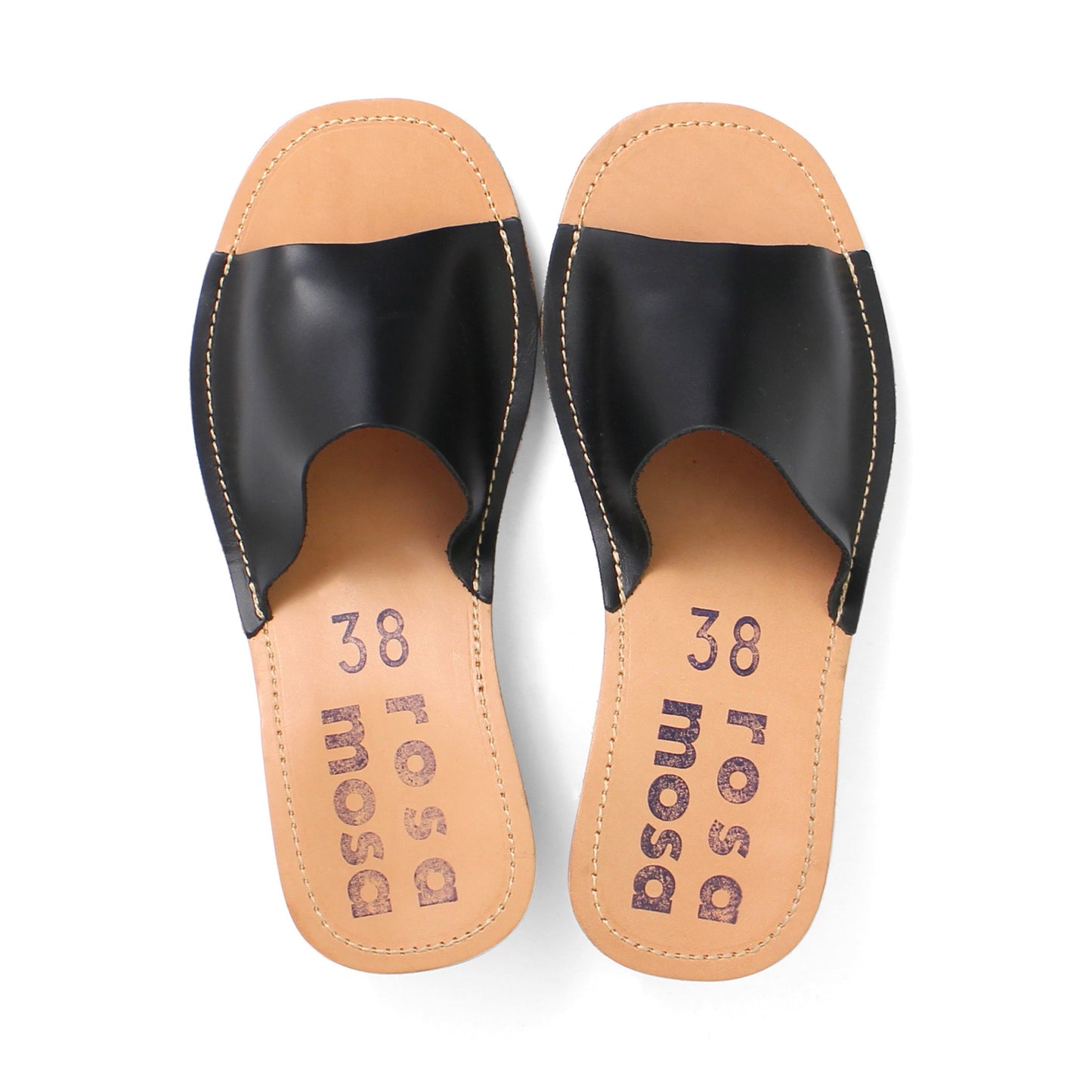 rosamosa black leather slipper cork heel