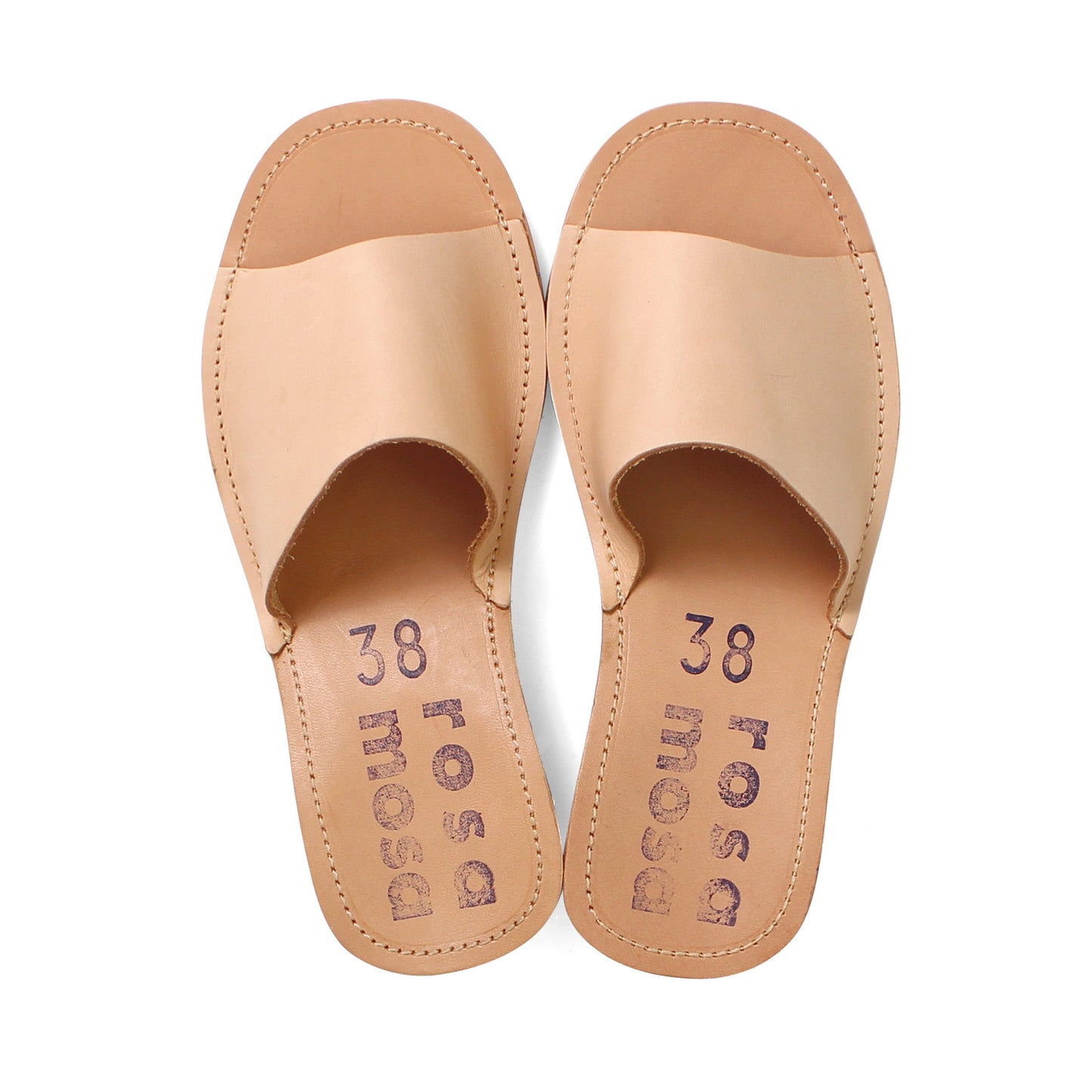 rosamosa natural leather slipper cork heel