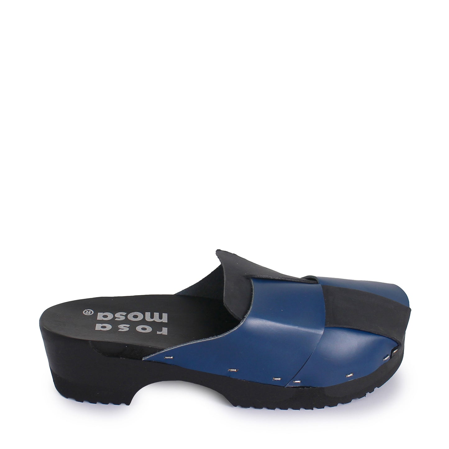 rosamosa chess black blue leather dark wooden clog