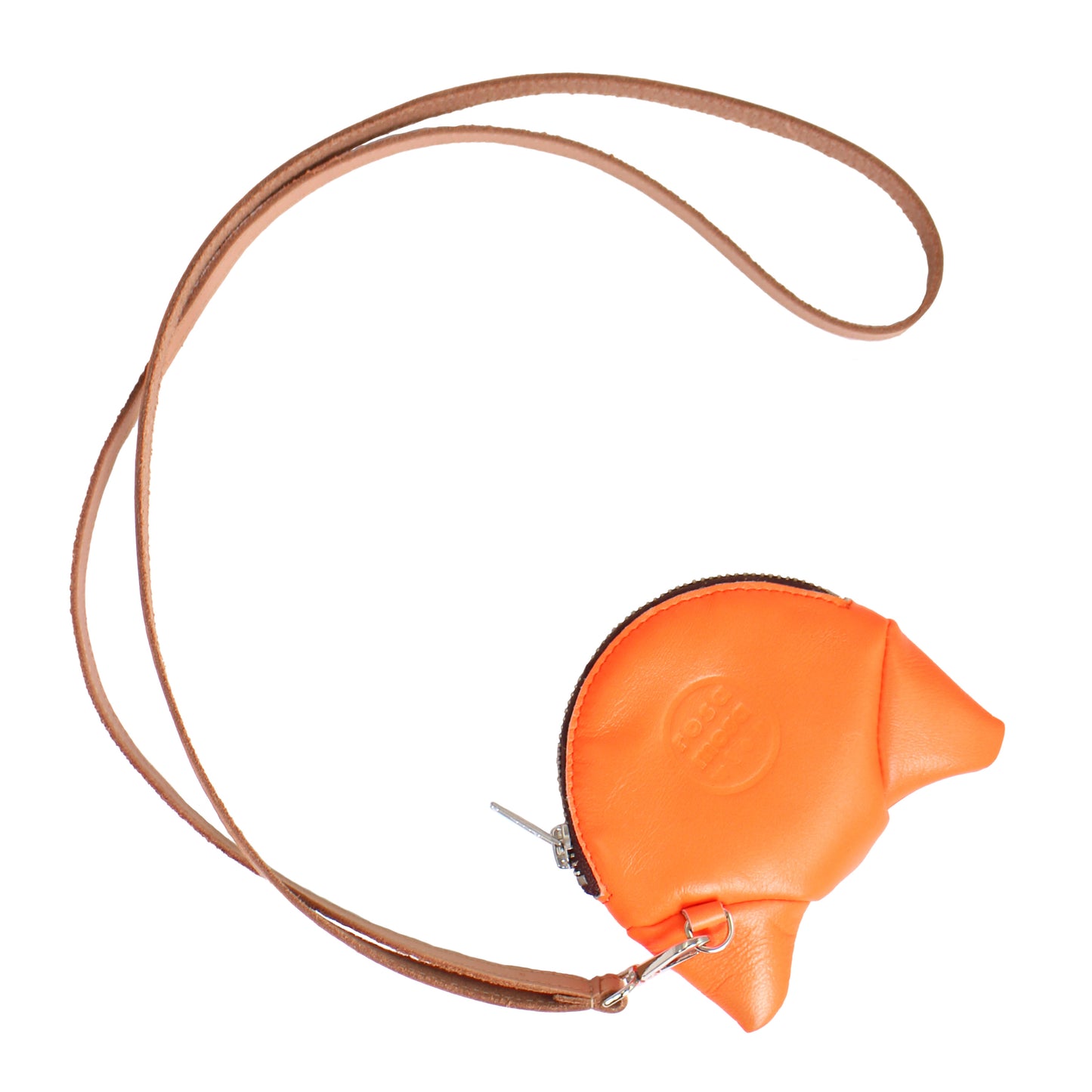 CROISSANT Leather Coincase Wallet + Neon Orange