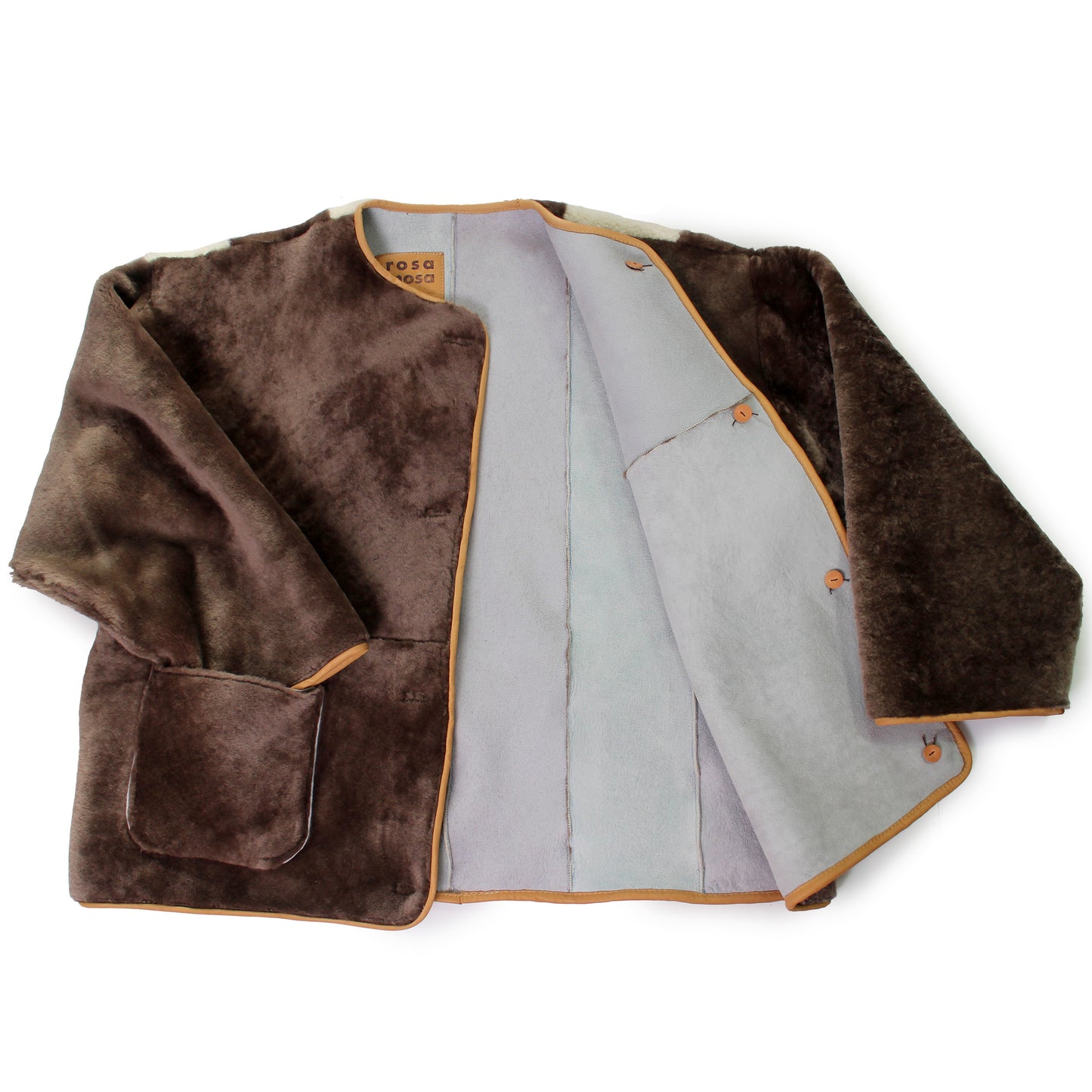 Rosa Mosa Icelandic Brown Natural stripe back shearling Jacket adult man woman