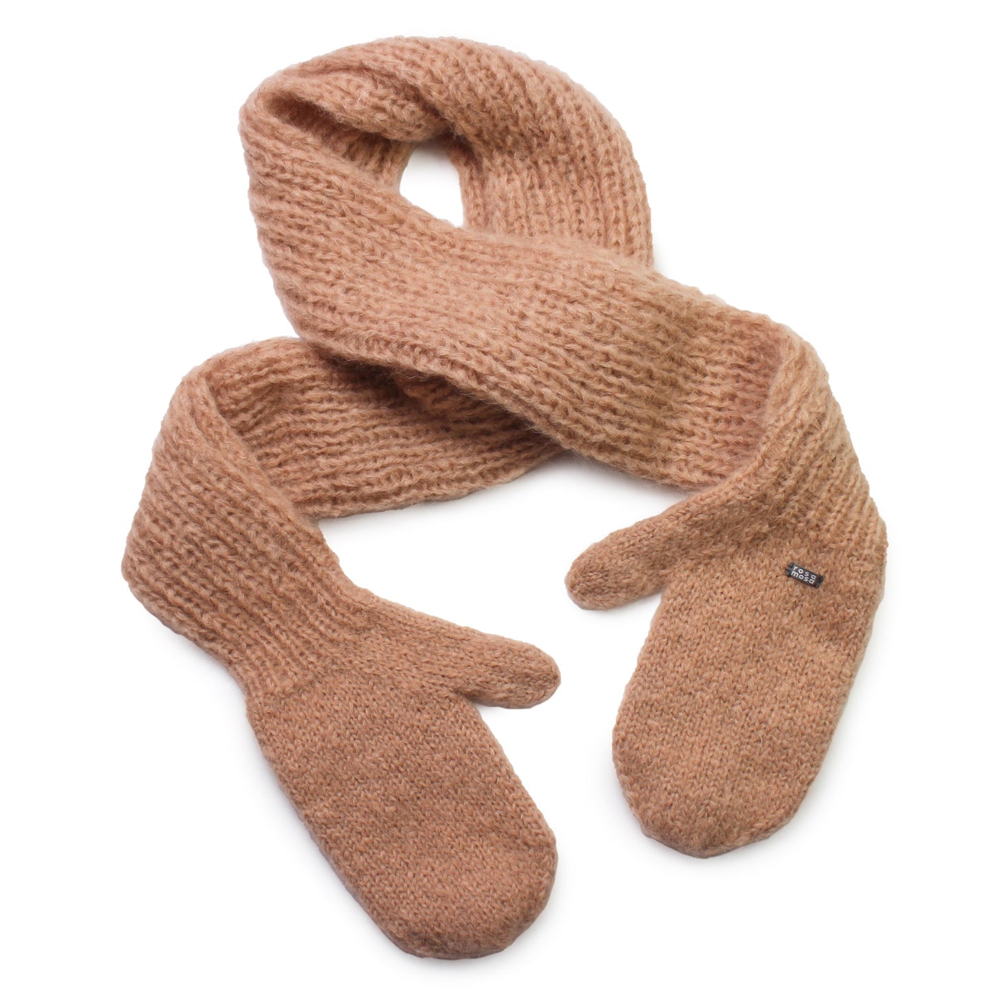 MITTENS SCARF Combo + Hand-knit Scarf + Beige