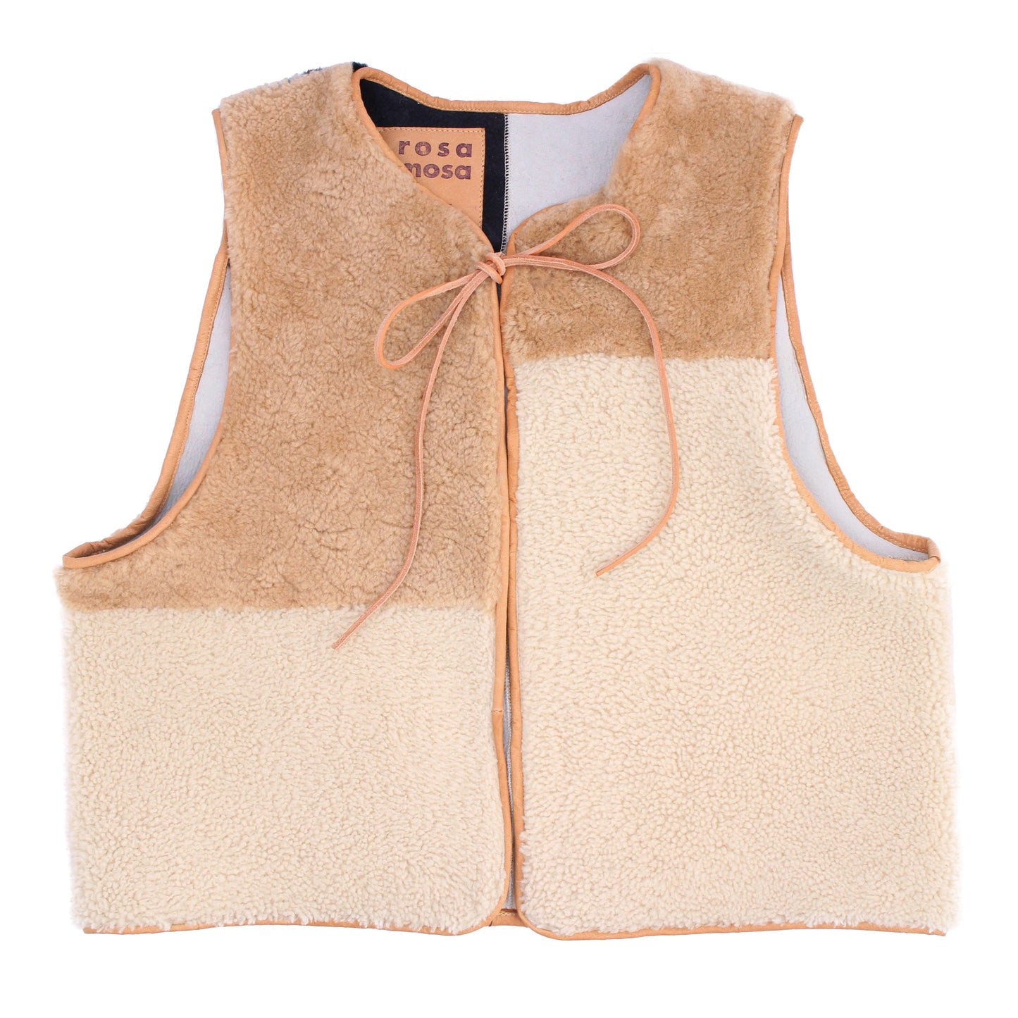 Gilet Vest PATCHWORK + Reversible Shearling Vest + Caramel