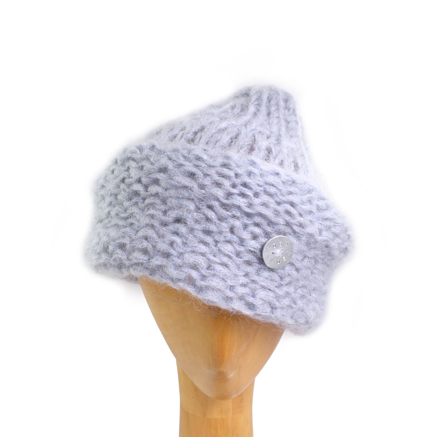 TURBAN BEANIE + Hand-knit Beanie Hat + Jean Blue