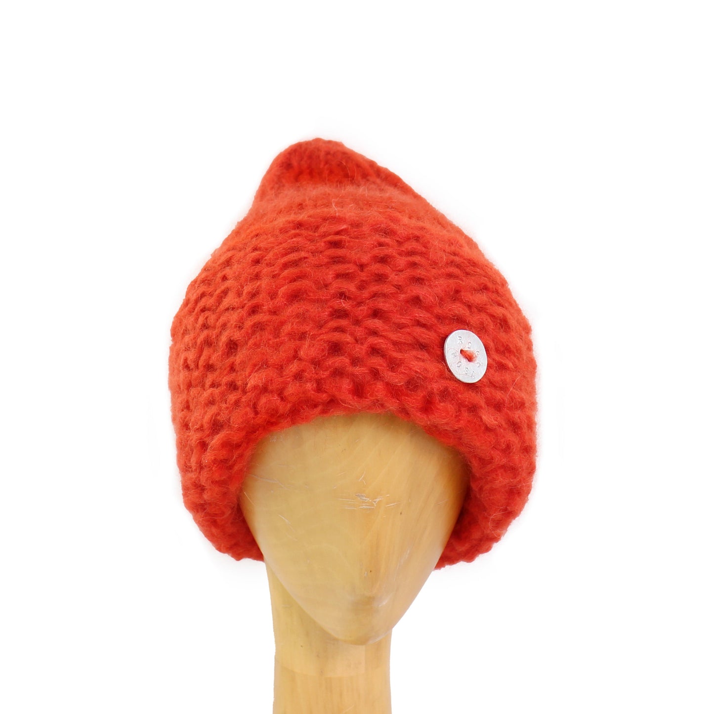 TURBAN BEANIE + Hand-knit Beanie Hat + Rust Red