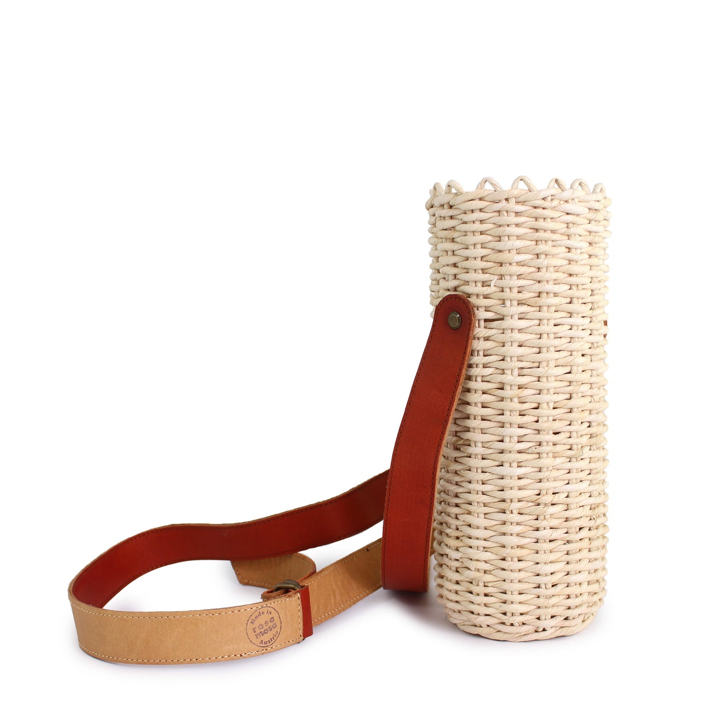 rosamosa cornleaf handwoven fieno leather bottle bag