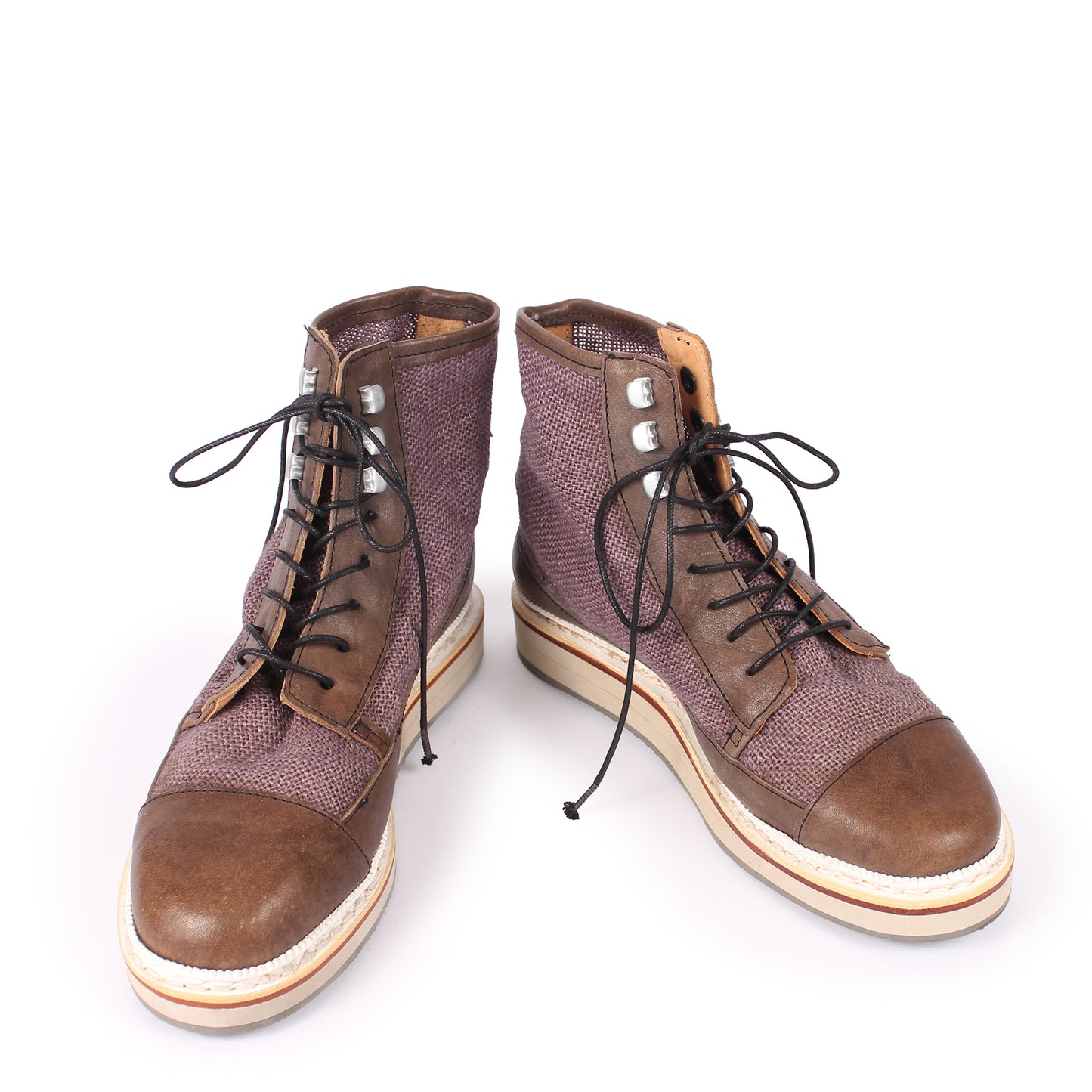 ATLAS HIGH + Leather Jute Sneakers + Purple