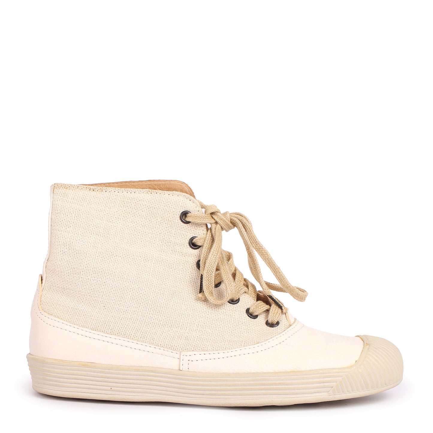 FRITZA HIGH + Antique Linen Leather High Sneakers + Natural