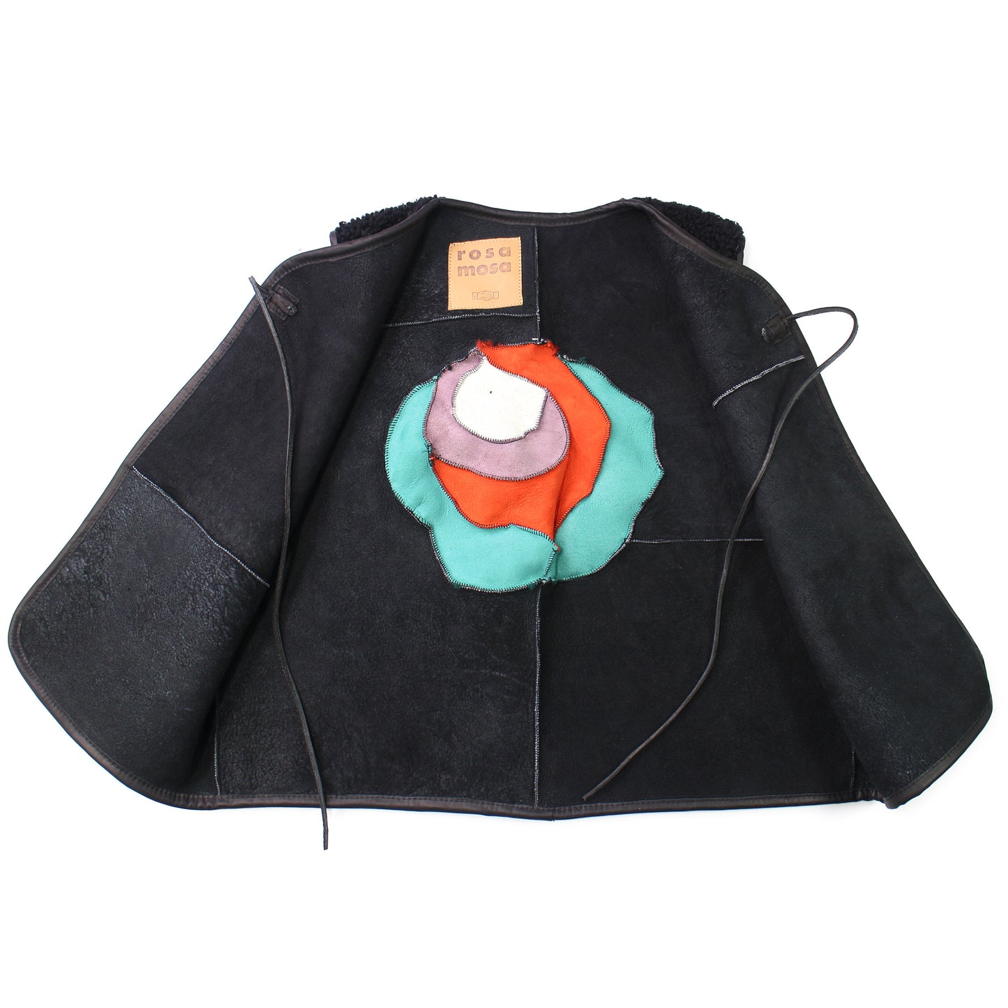 Gilet Vest PATCHWORK ROSE + Reversible Shearling Vest + Black