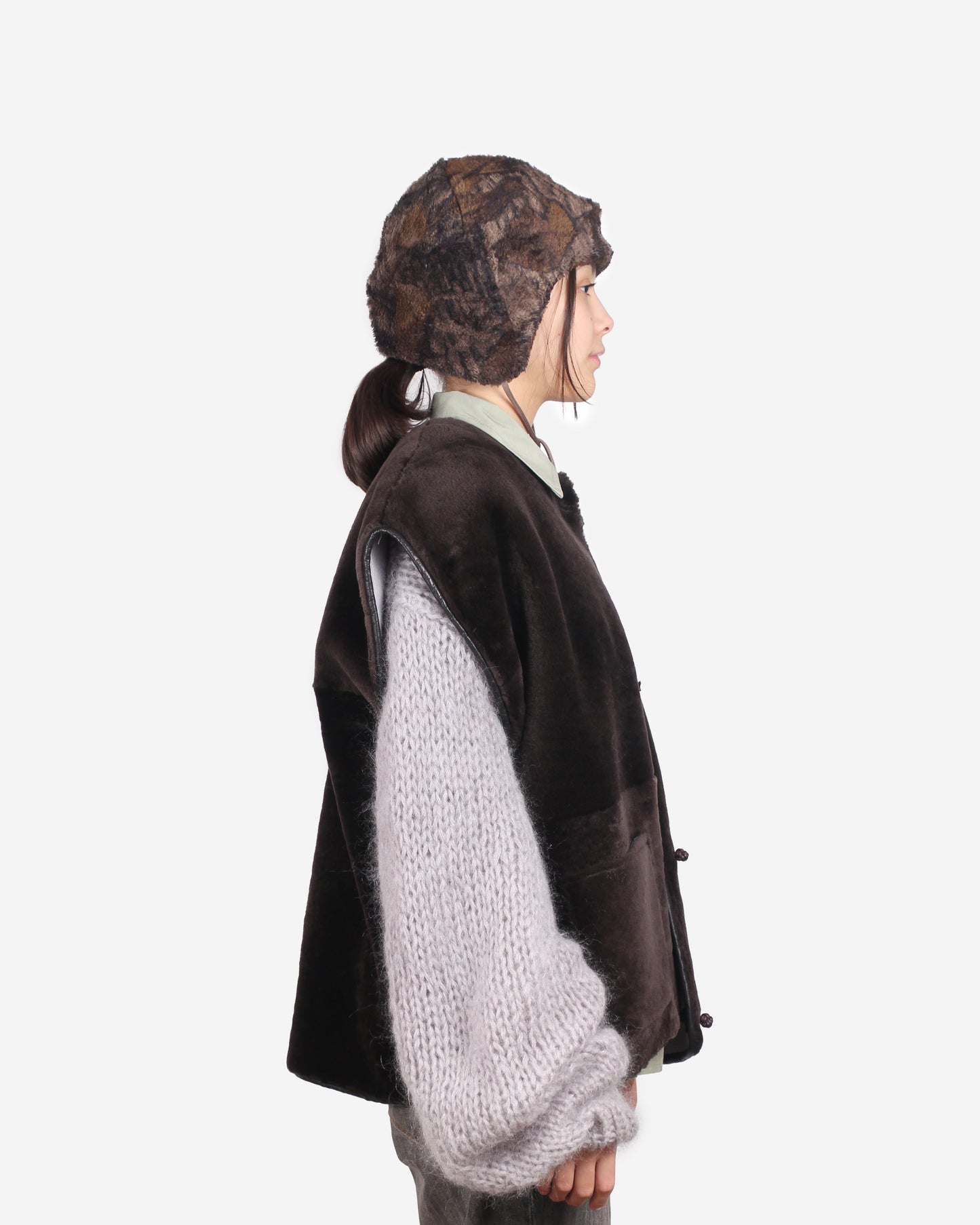 Gilet Vest ASTRA + Reversible Shearling Vest + Deep Brown