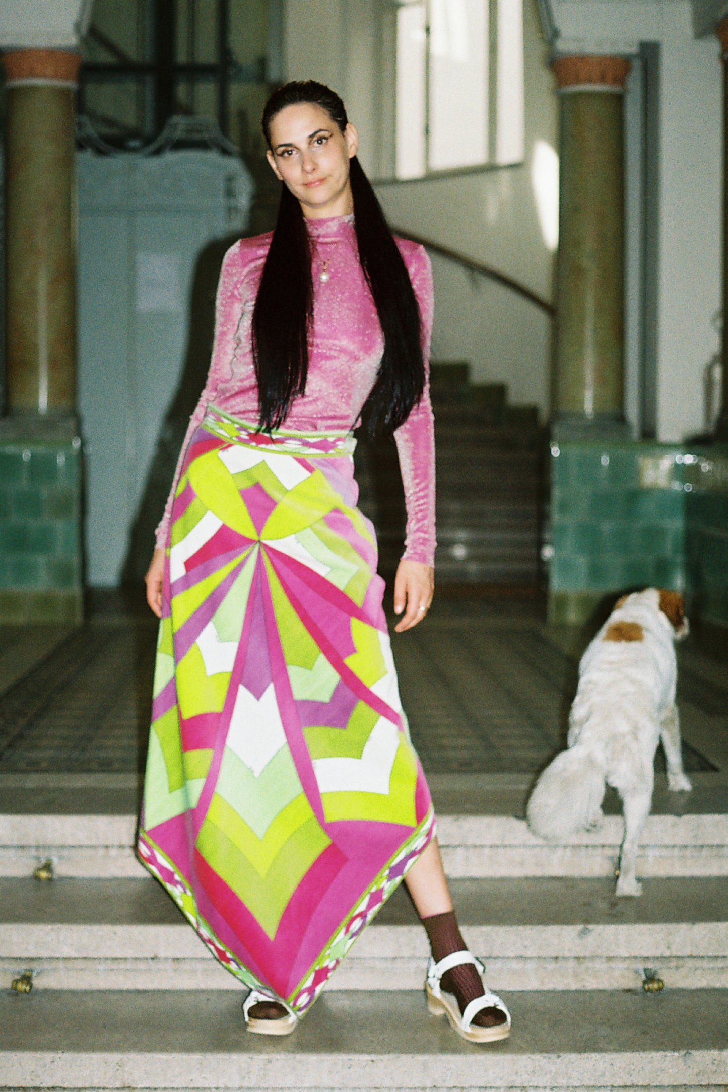 DONAU TRACK + Leather Strap Clog Sandals + White