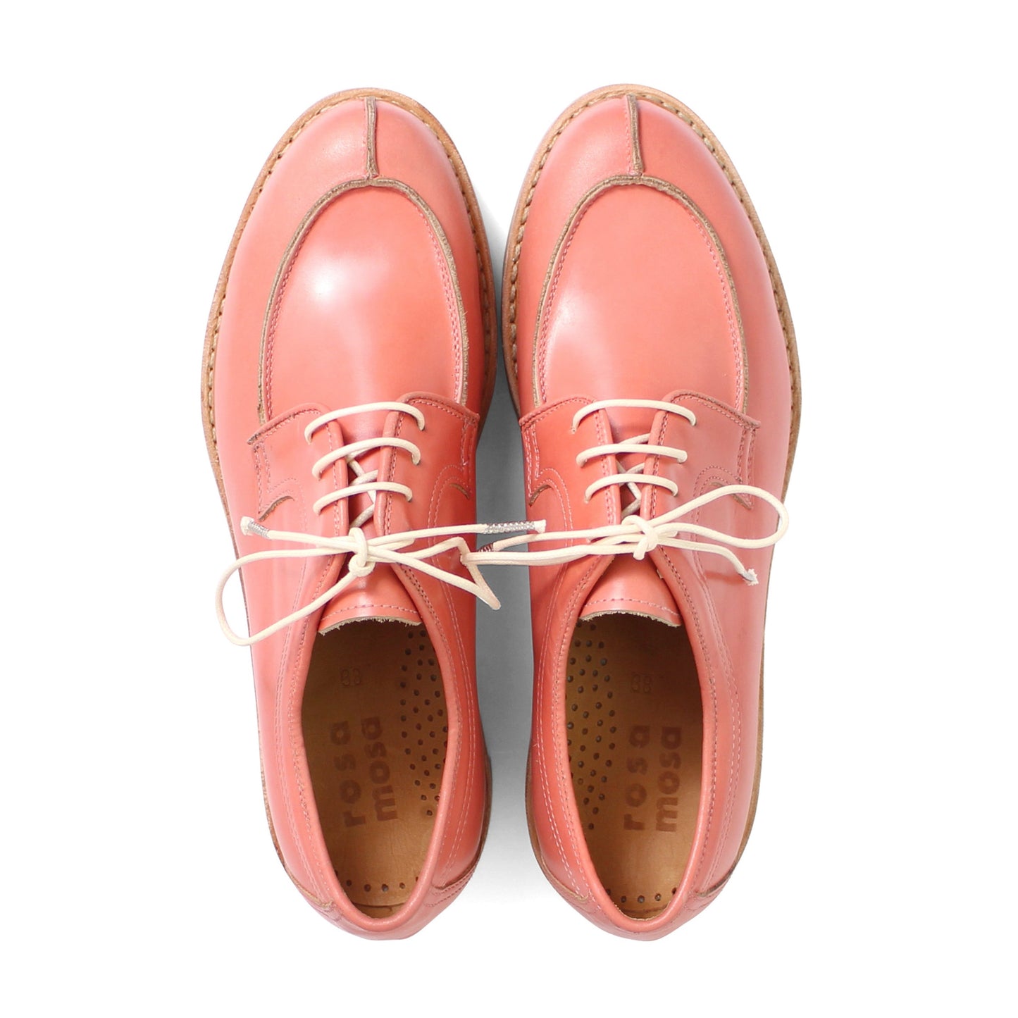 rosa mosa lace-up pink apricot leather welted vibram sand color shoe