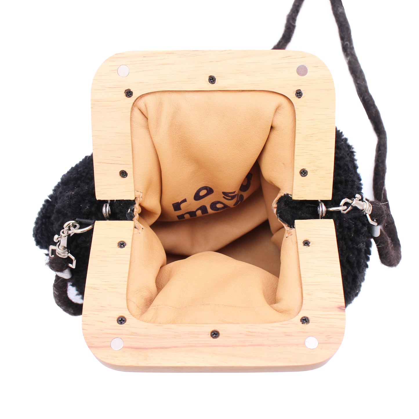 ANGOLO BAG SMALL Curly + Shearling Mini Bag + Black