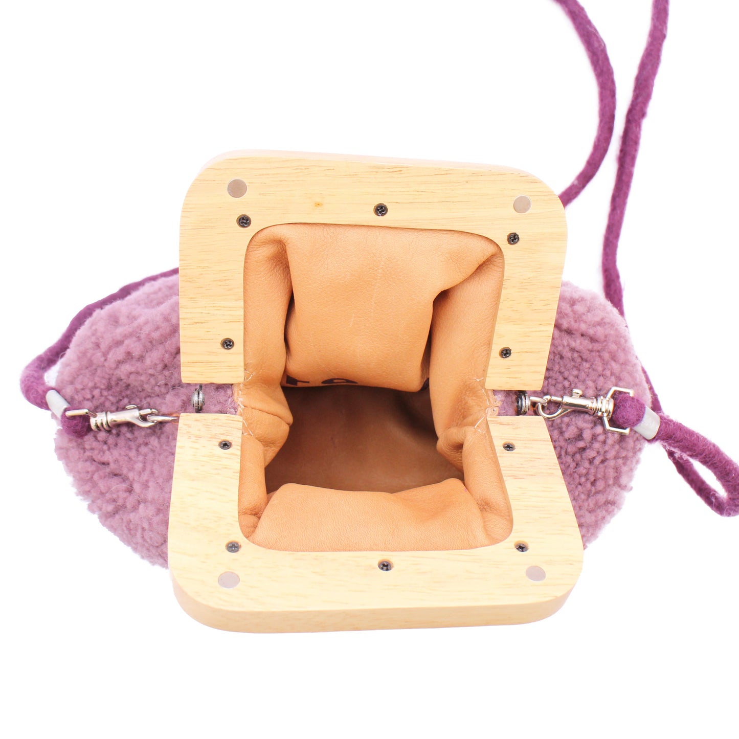 ANGOLO BAG SMALL Curly + Shearling Mini Bag + Mauve