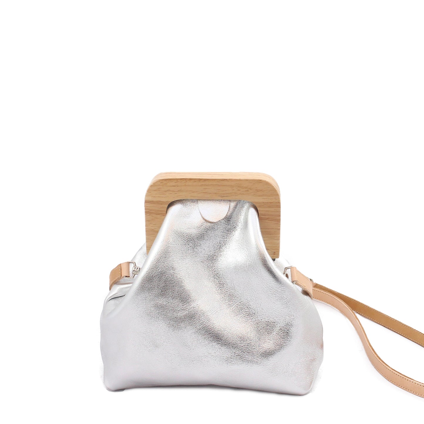 ANGOLO BAG SMALL Metallic + Leather Mini Bag + Silver