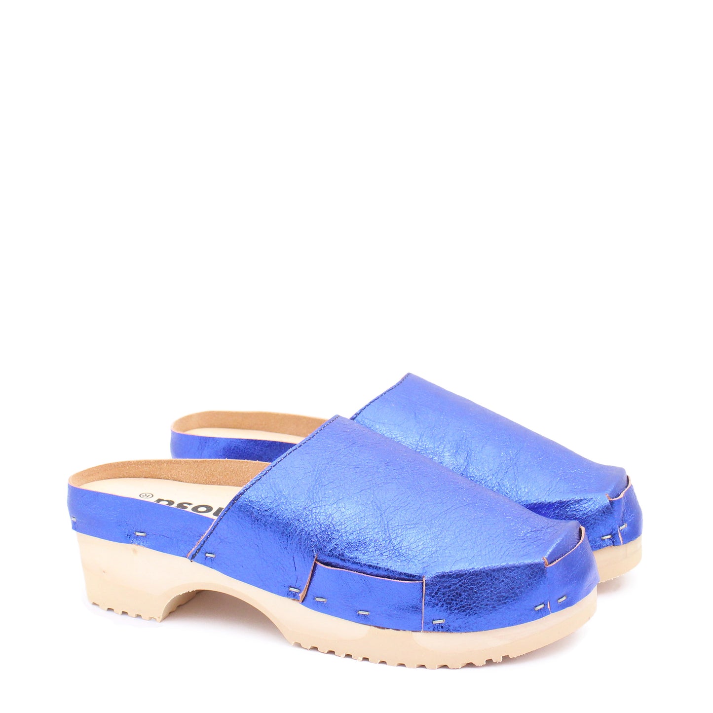 DONAU Metallic + Leather Clogs + Cobalt Blue