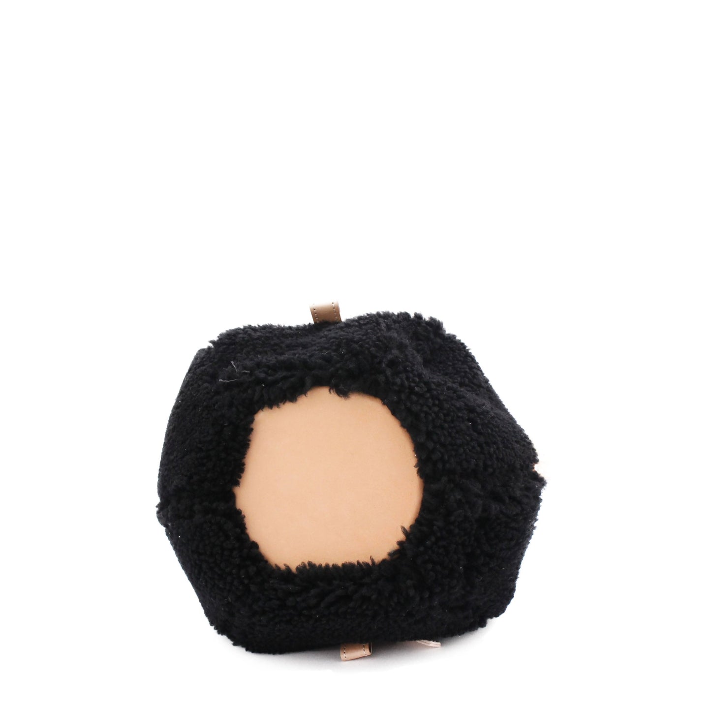 HELMET BAG SMALL Curly + Shearling Cross Mini Bag + Black