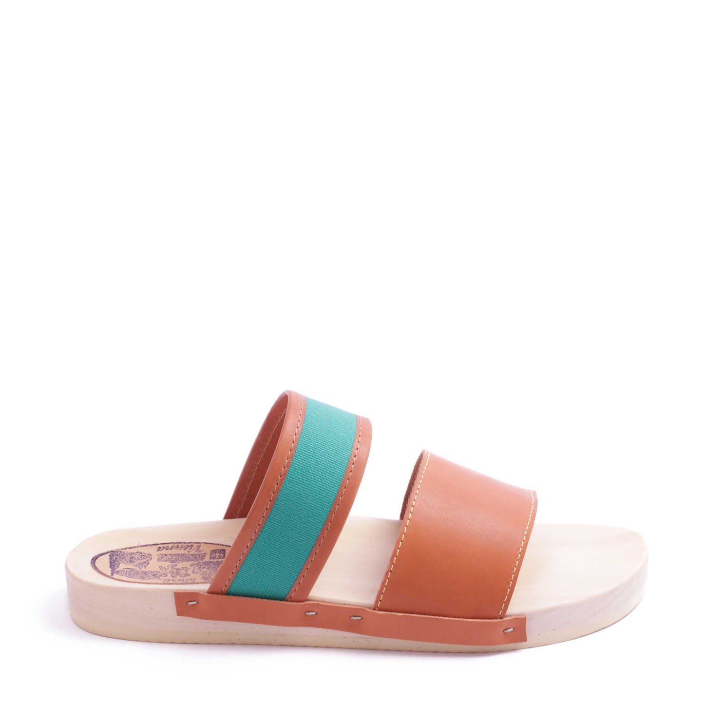 MALA M + Leather Cotton Clog Flats + Turquoise