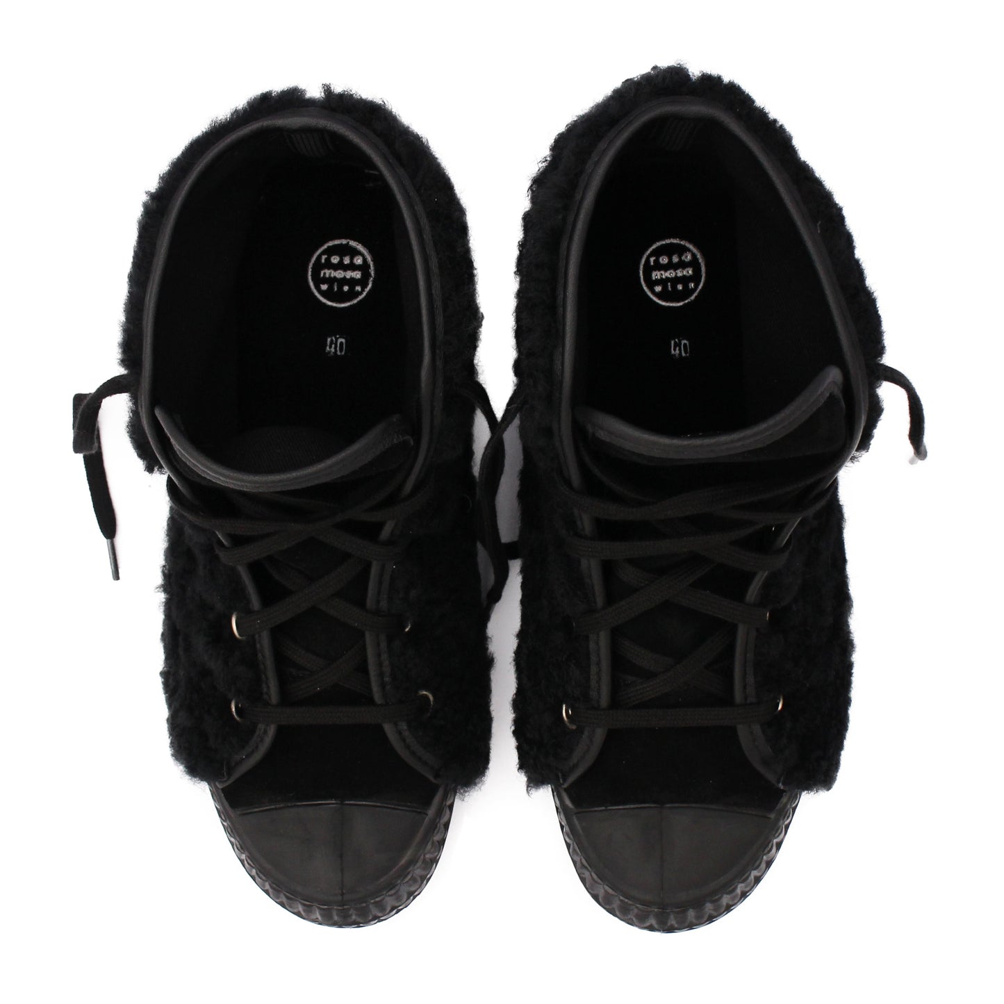 MILAN HIGH CURLY + Shearling Ankle High Sneakers + Black