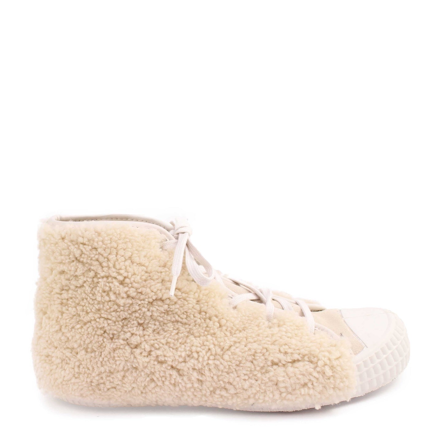 MILAN HIGH CURLY + Shearling Ankle Sneakers + Natural