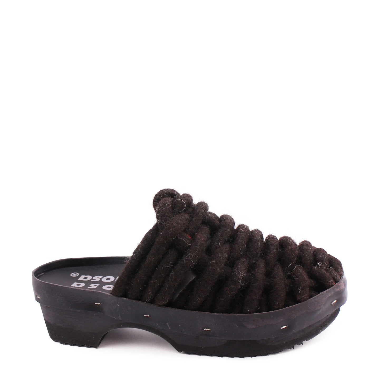 NET PANTO WOOL + Woven Wool Dark Clogs + All Black