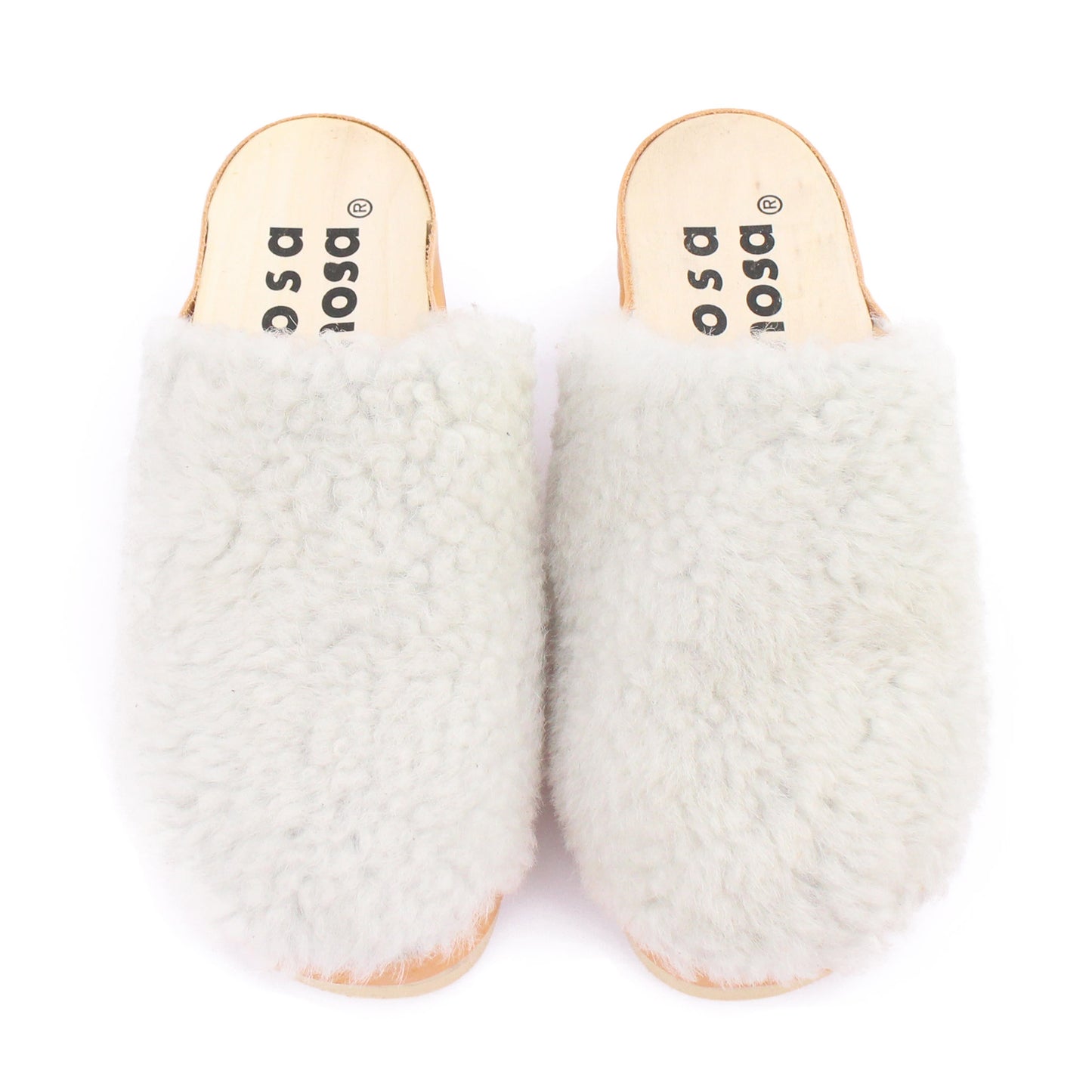 PANTO CURLY + Shearling Clog Shoes + Natural