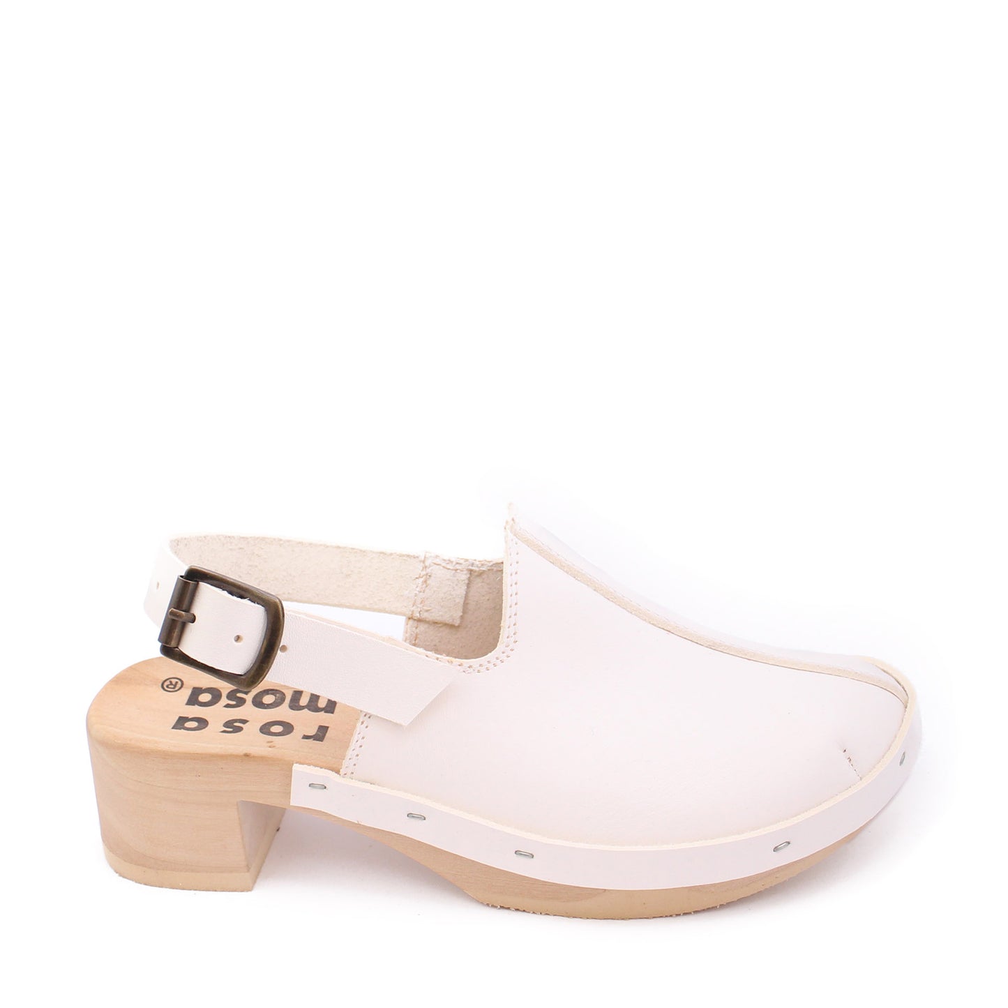 ROCCO STRAP + Leather Strap Clogs + White