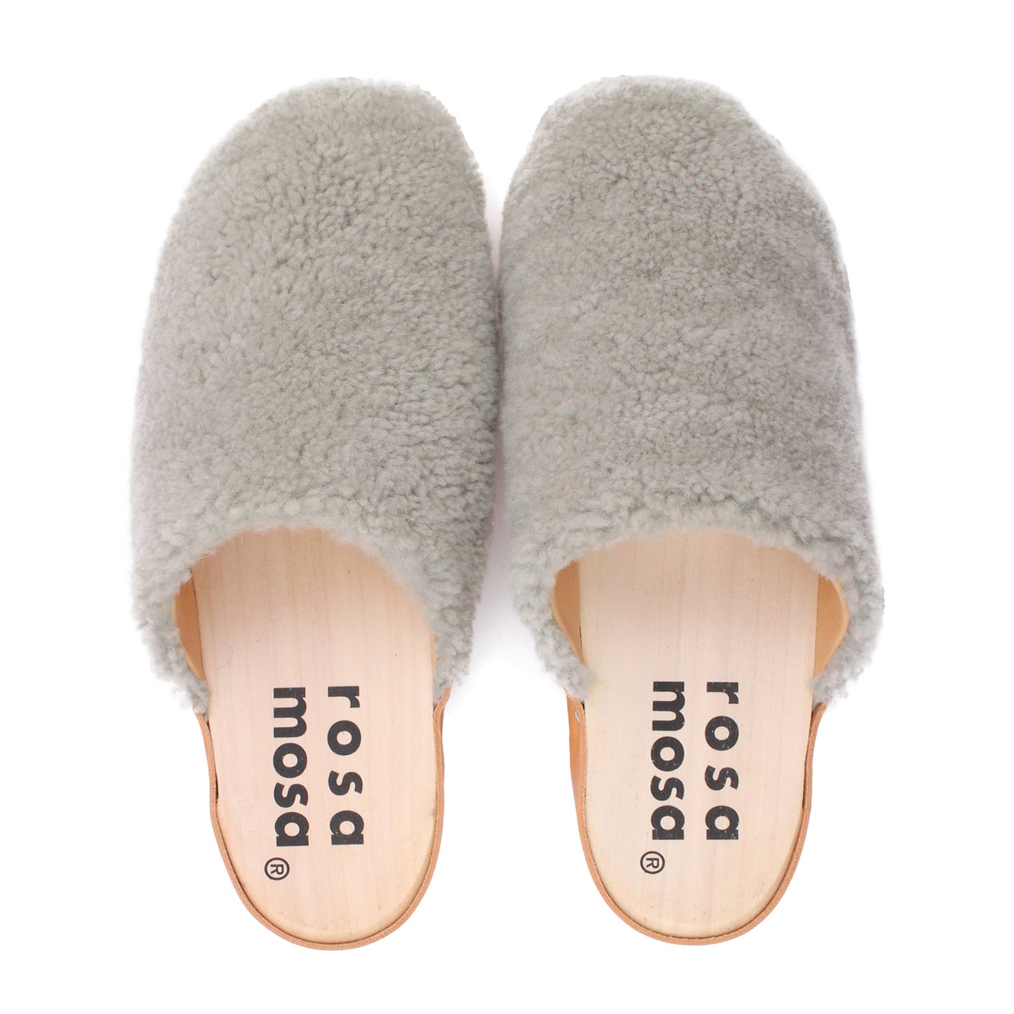 PANTO CURLY + Shearling Clog Shoes + Sage