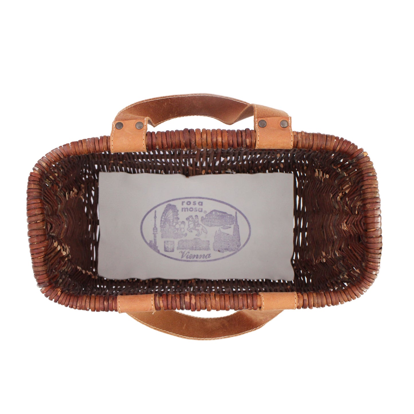 WILLOW DELTA STRIPE + Rattan Shopper Bag + Black