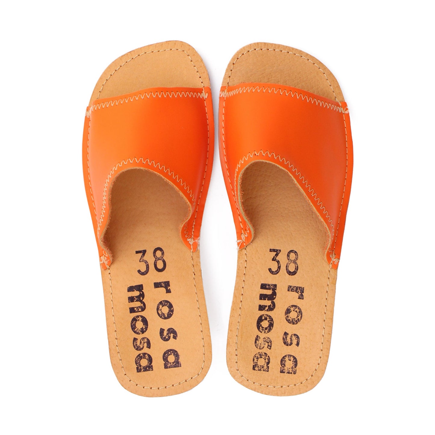 ZIC-ZAC SLIDES + Leather Slides + Orange