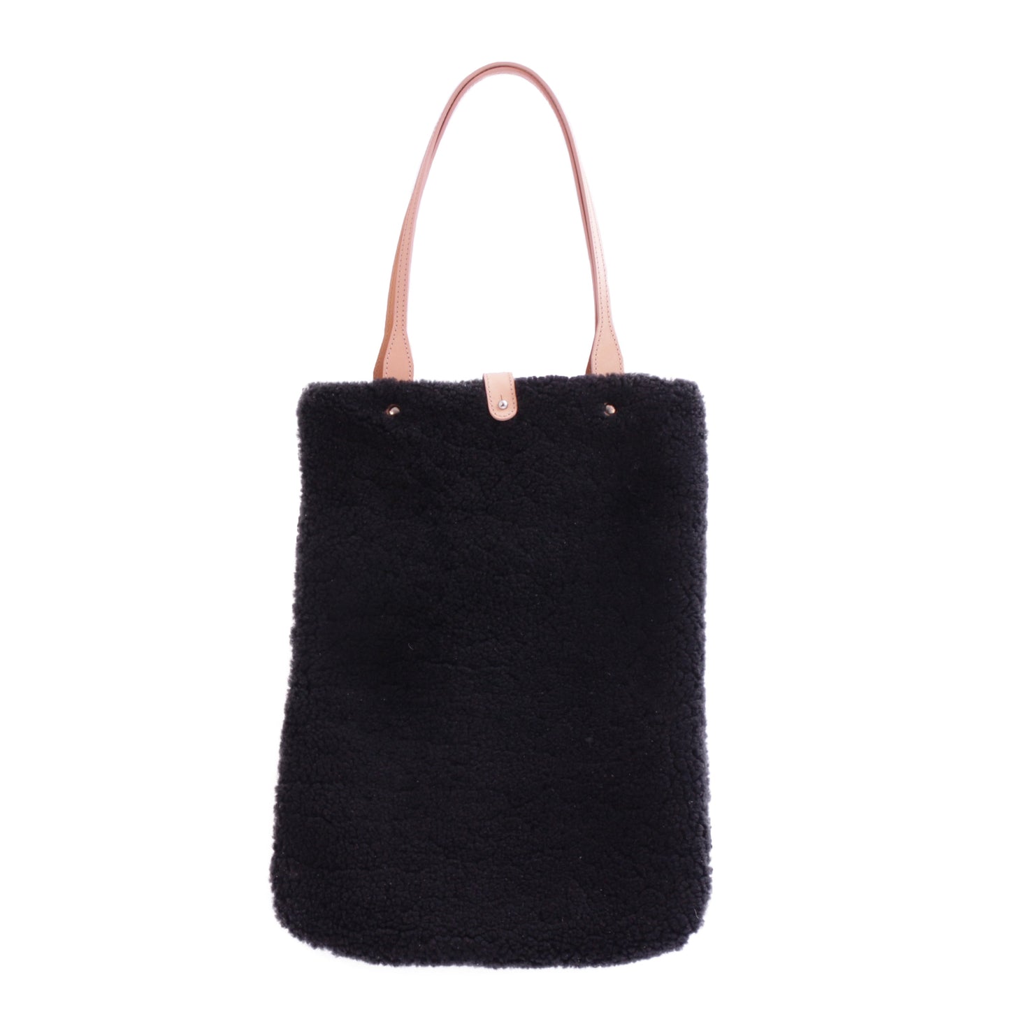 TOTE BAG Curly + Shearling Tote Bag + Black