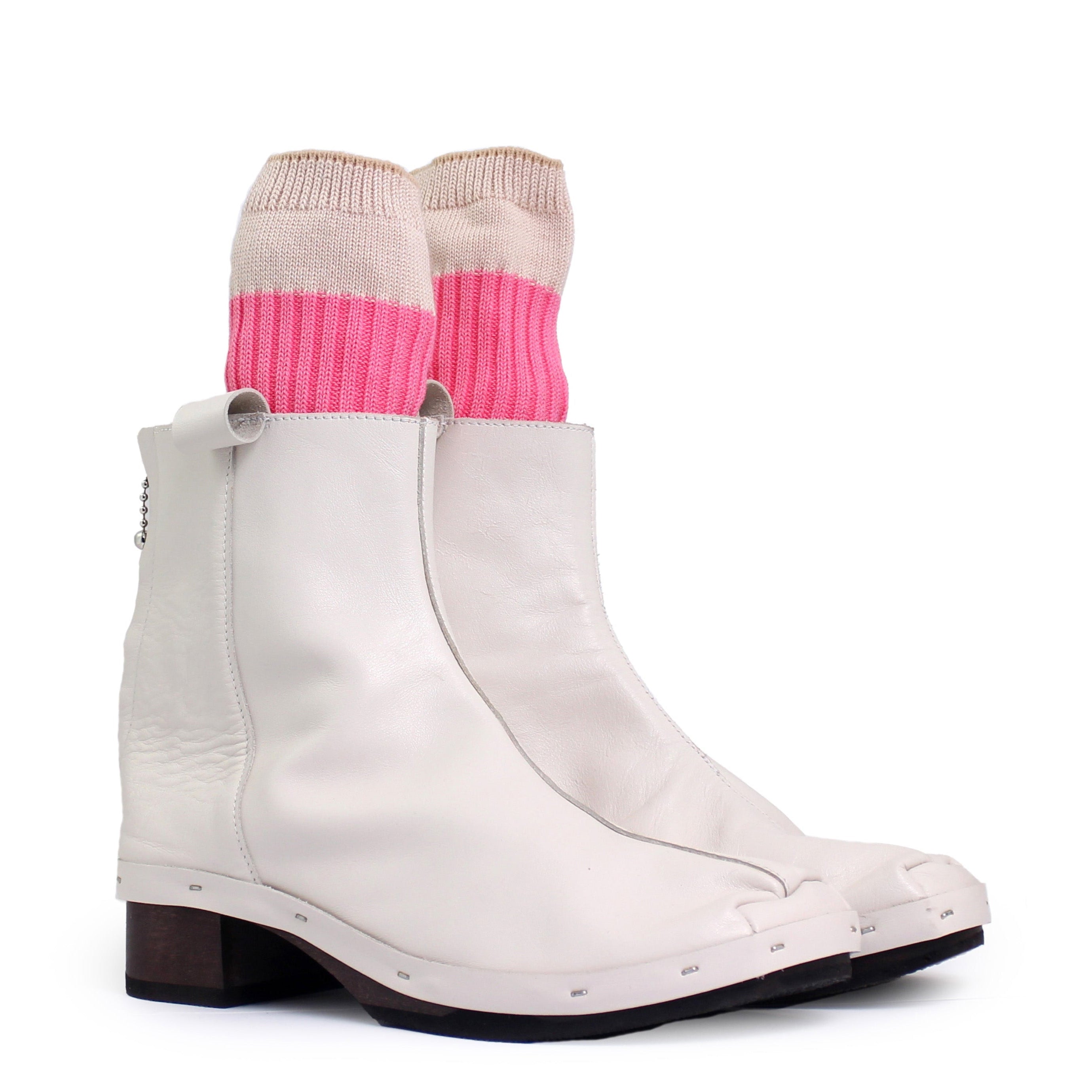 ROSIE + Leather Dark Clog Boots + White – rosa mosa