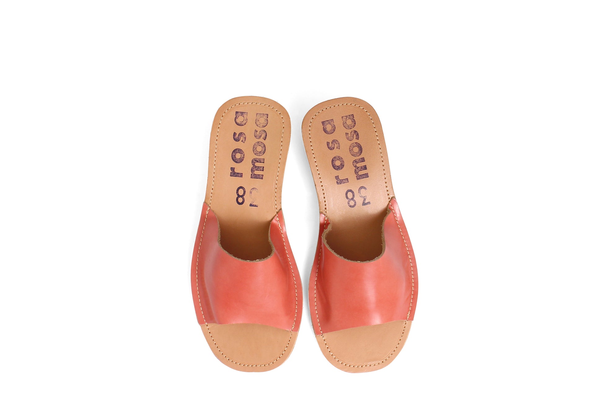 rosamosa pink apricot leather slipper cork heel