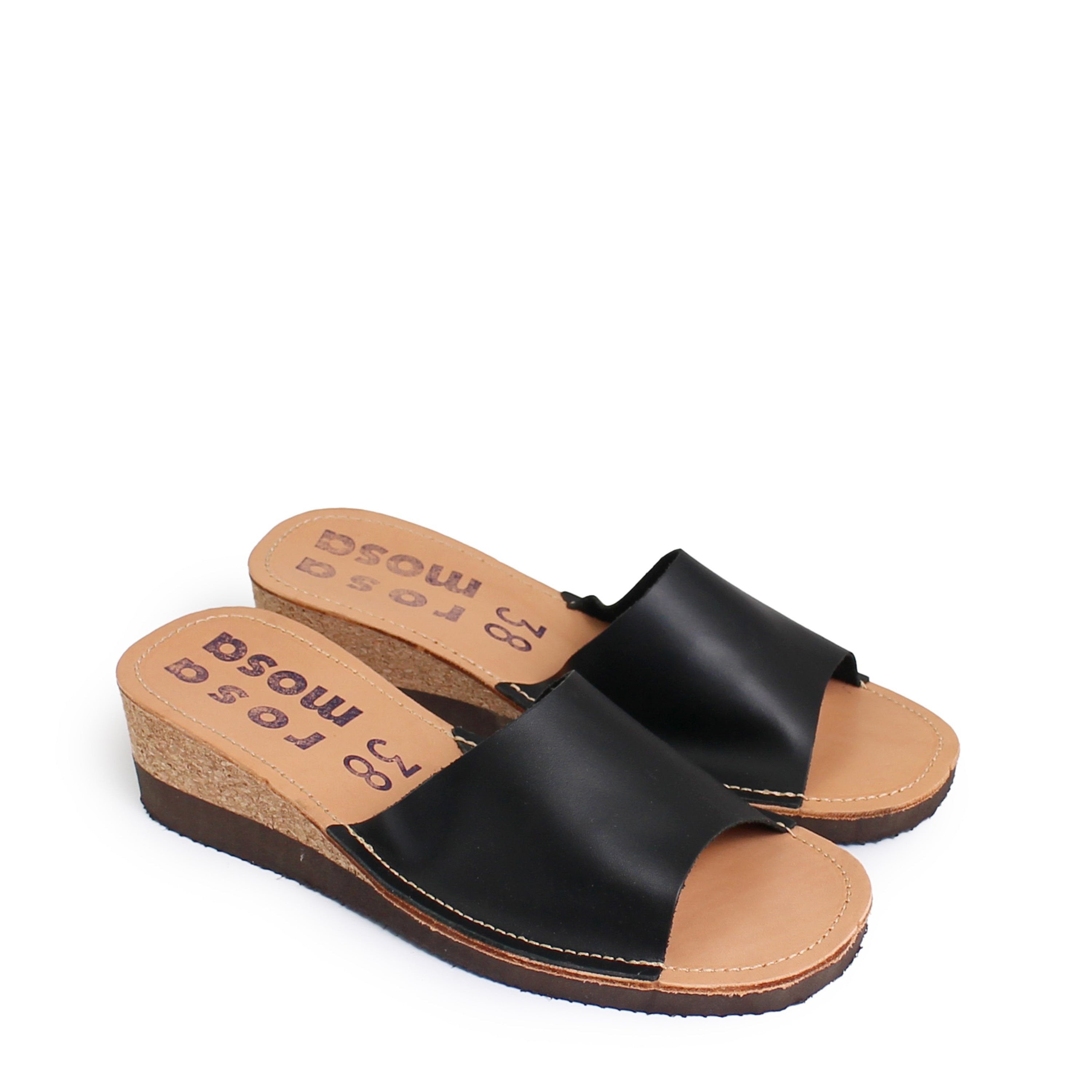 High Inch Slides BETTY HIGH + Leather Slides + Black β rosa mosa