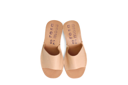 rosamosa natural leather slipper cork heel