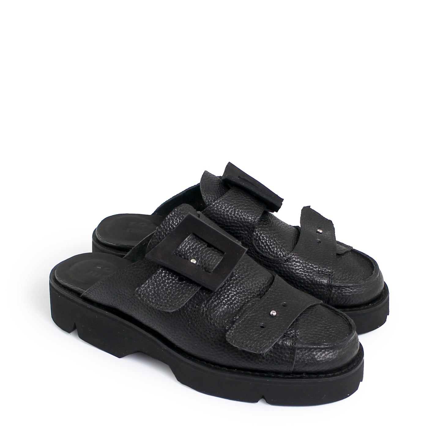 BILL OPEN 1 + Welted Leather Slides + Cloudy Black