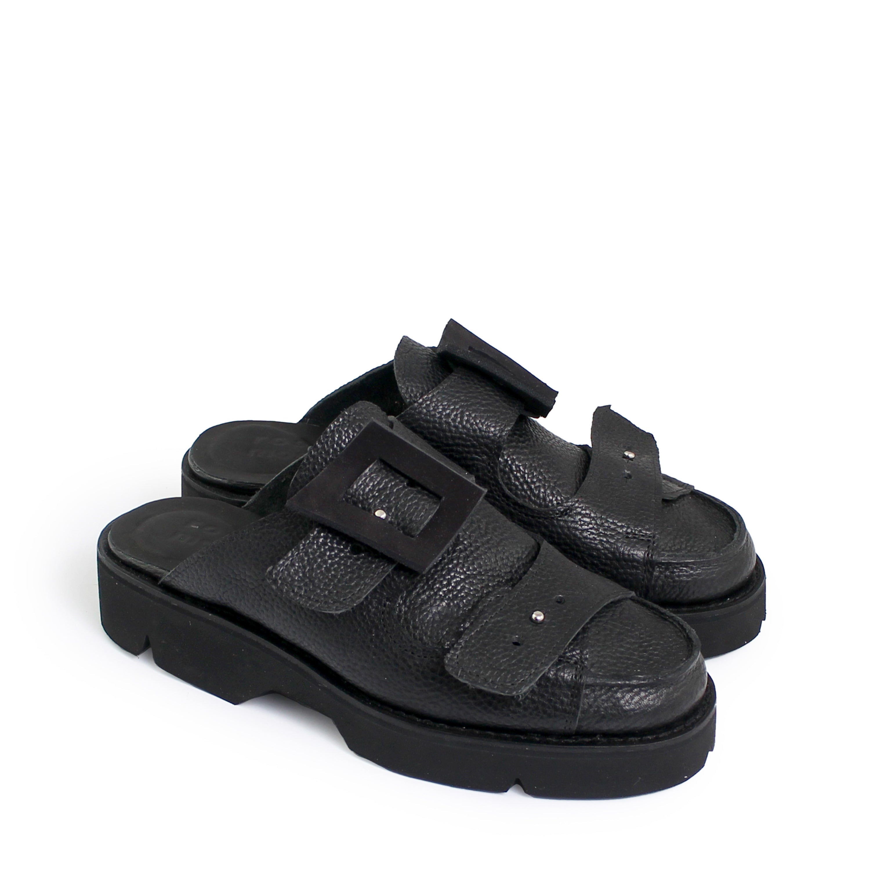 BILL OPEN 1 + Welted Leather Slides + Cloudy Black