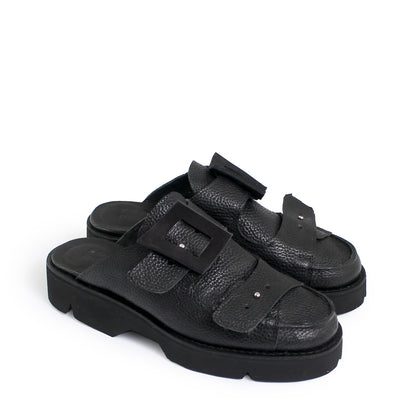 BILL OPEN 1 + Welted Leather Slides + Cloudy Black