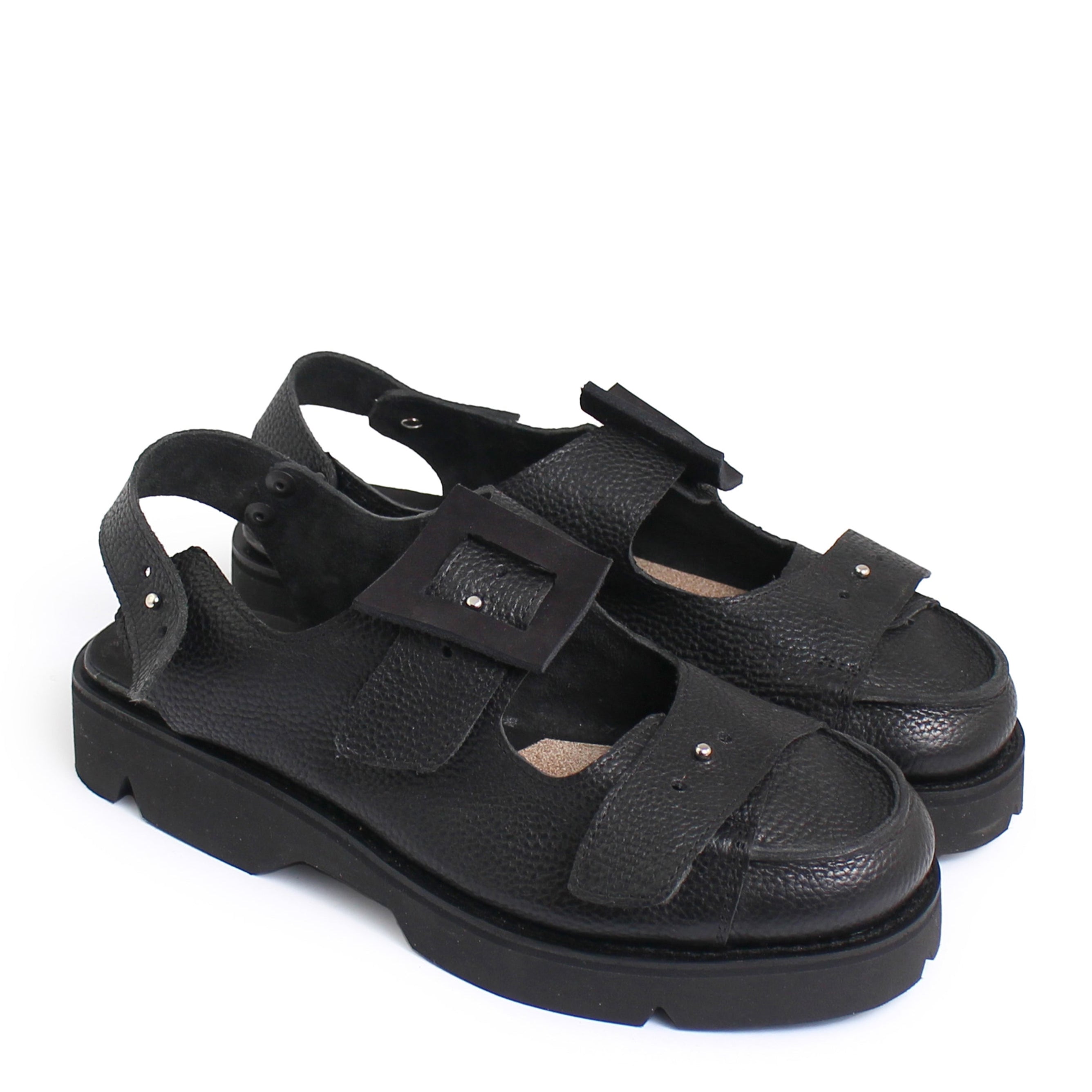 BILL CLOSED 2 + Welted Leather Sandals + Cloudy Black
