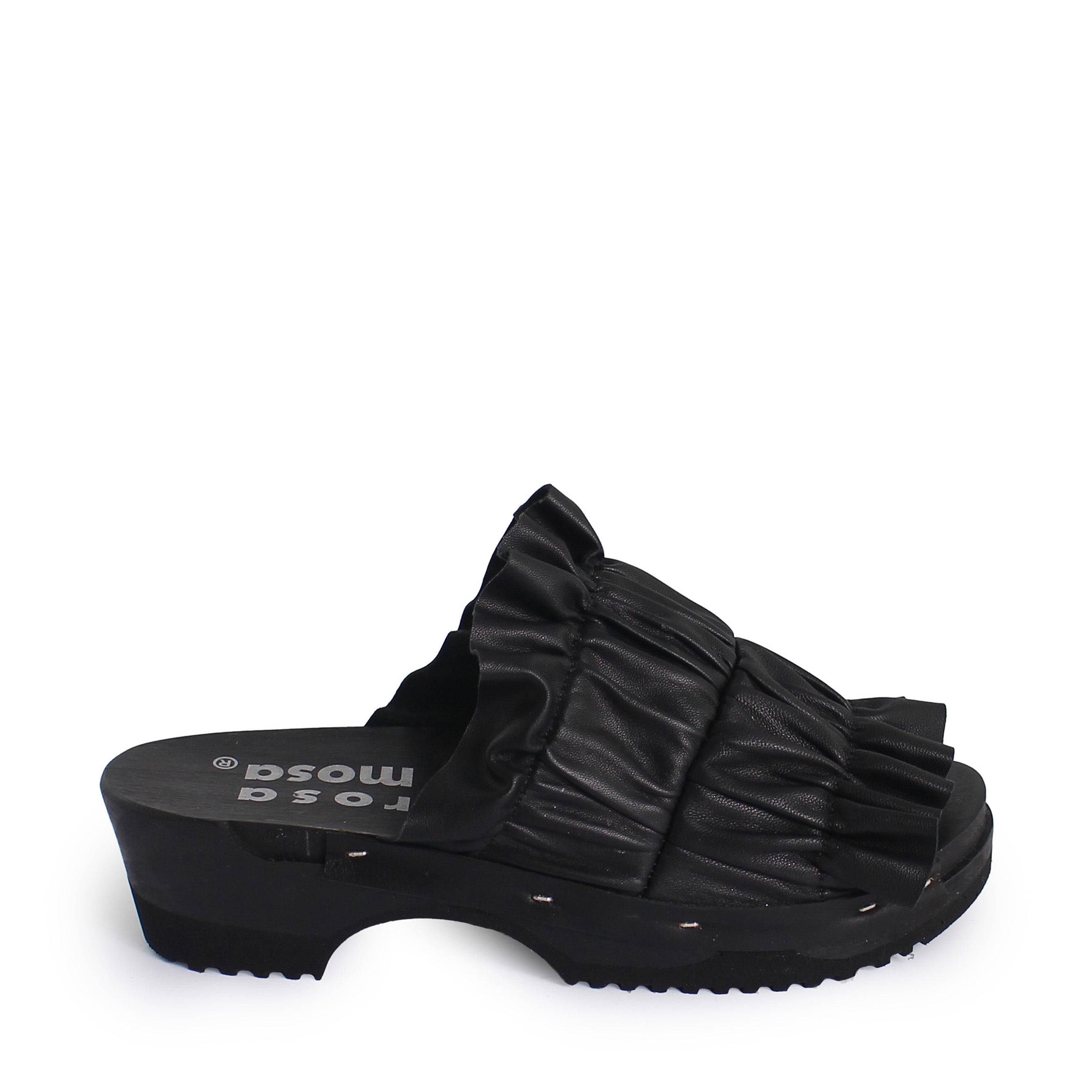 CHLOE CLOG + Leather Dark Clogs + All Black – rosa mosa
