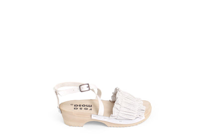 rosamosa chloe strap white leather wooden clog sandal