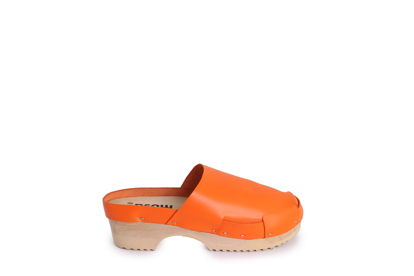  rosamosa donau orange leather natural wooden clog