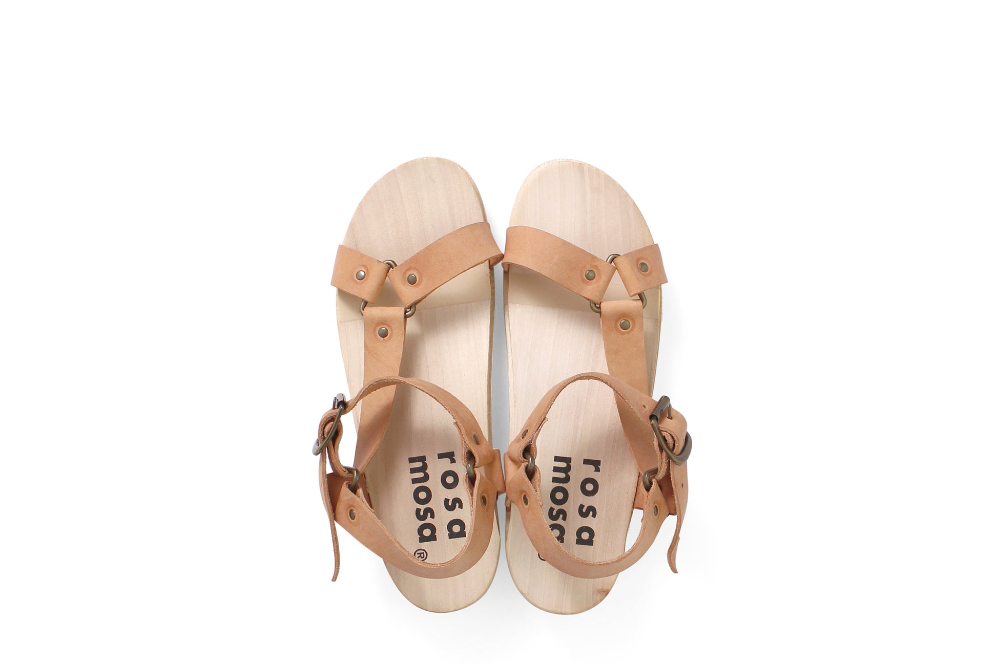 rosamosa donau cammello strap sport wooden clog sandal