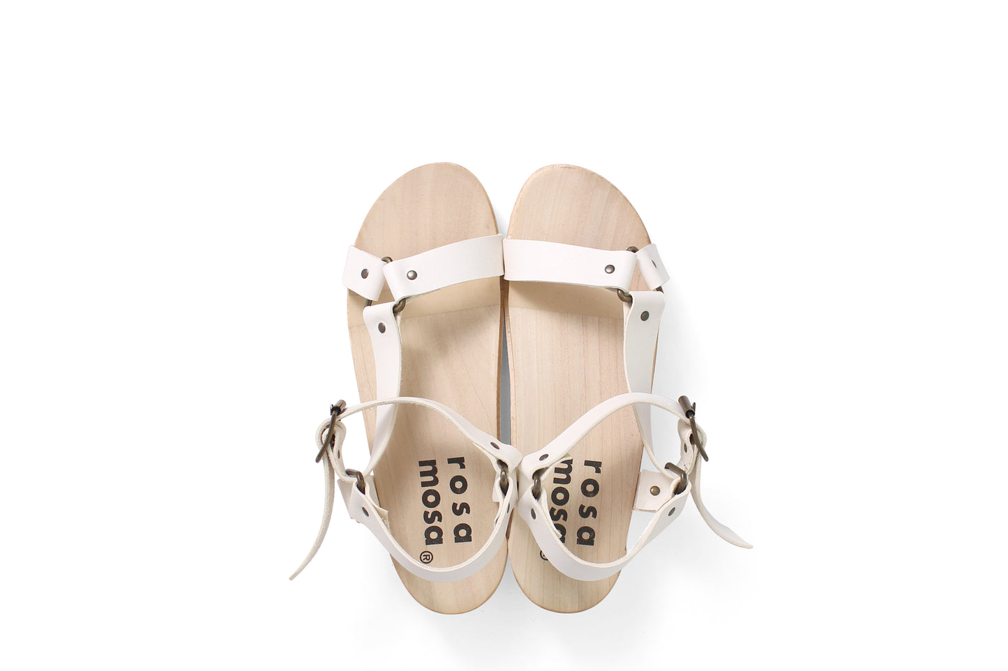 rosamosa donau white strap sport wooden clog sandal