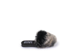 FAUX FUR SLIPPERS + Black / Black Fox - wholesale