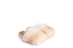 Faux Fur Slippers + White Fox