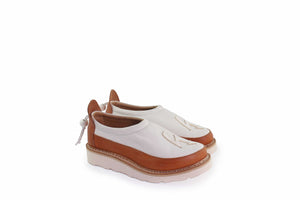 MOC SHOES PULL ON  tan+white